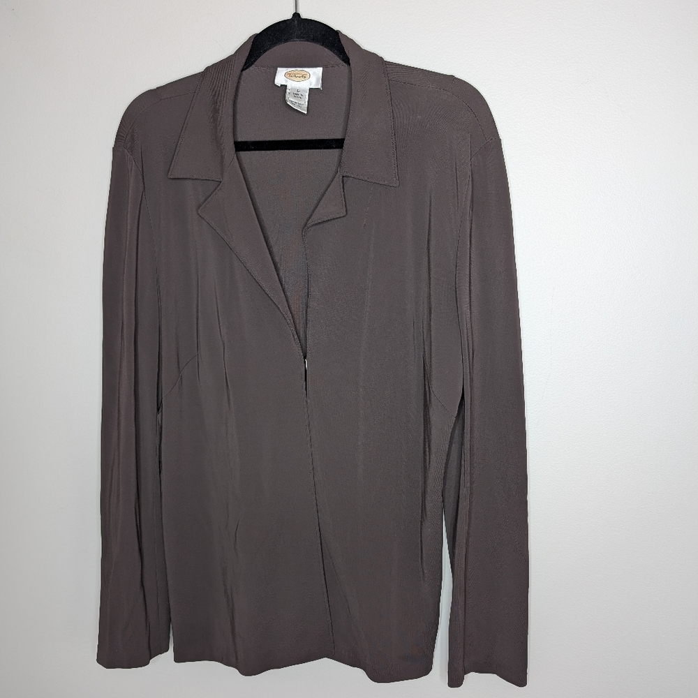 Talbot's Vintage Minimalist Chocolate Brown 90s Shirt Jacket L